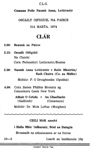 Clár Oifigiúil